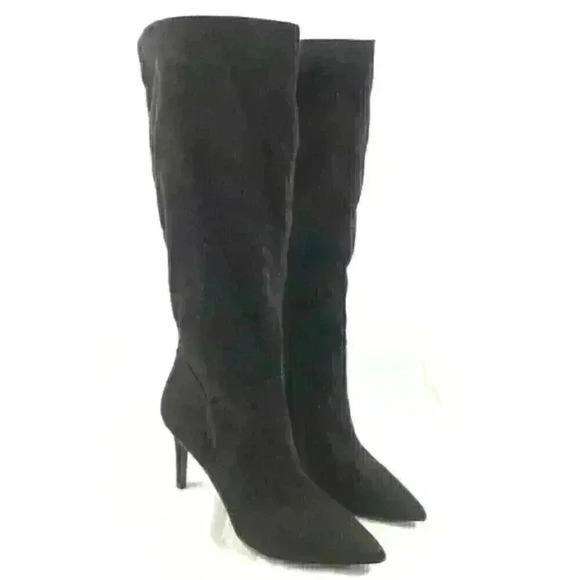 Steve Madden Kinga Black Faux Suede Heeled Boot Size 9 - Picture 5 of 7